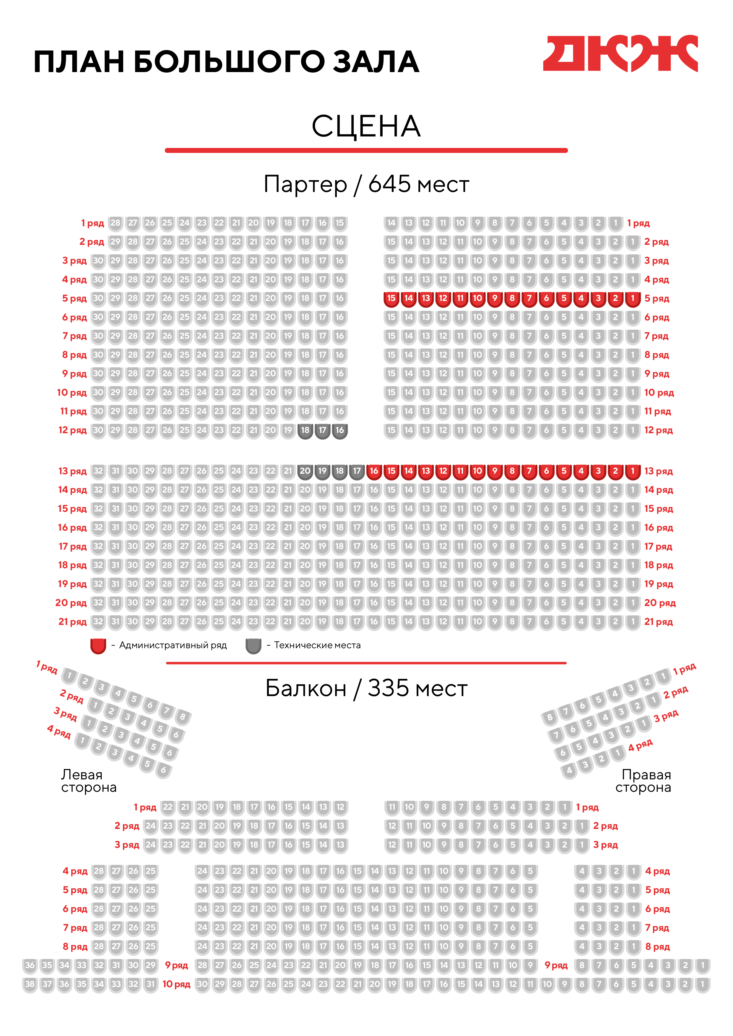 ДК железнодорожников Новосибирск схема зала