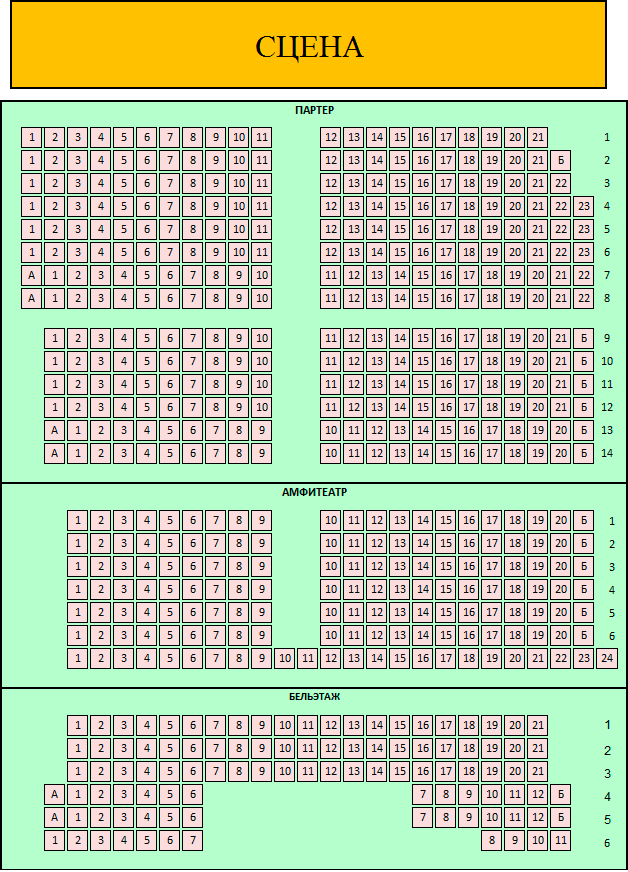 Схема зала Театр им. Ермоловой (Основная сцена)