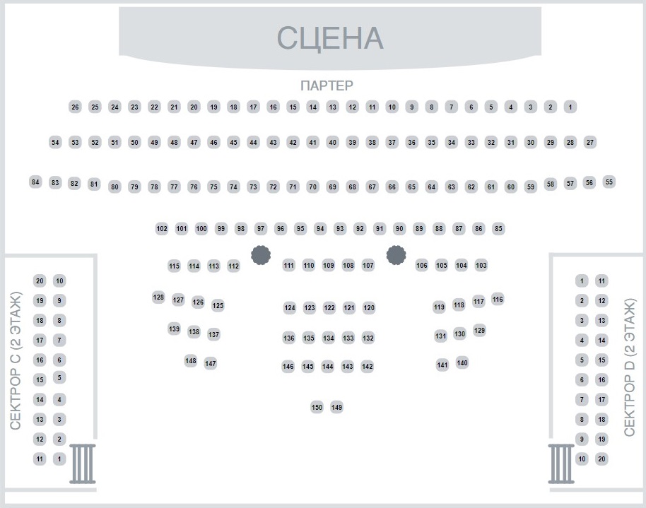 Схема зала Центр исполнительских искусств (Малый зал)