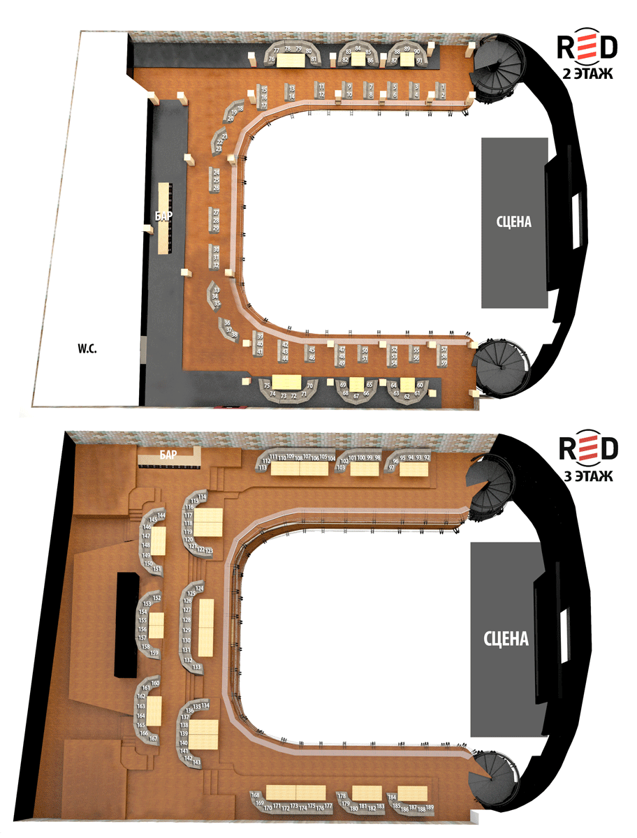Схема зала Клуб RED