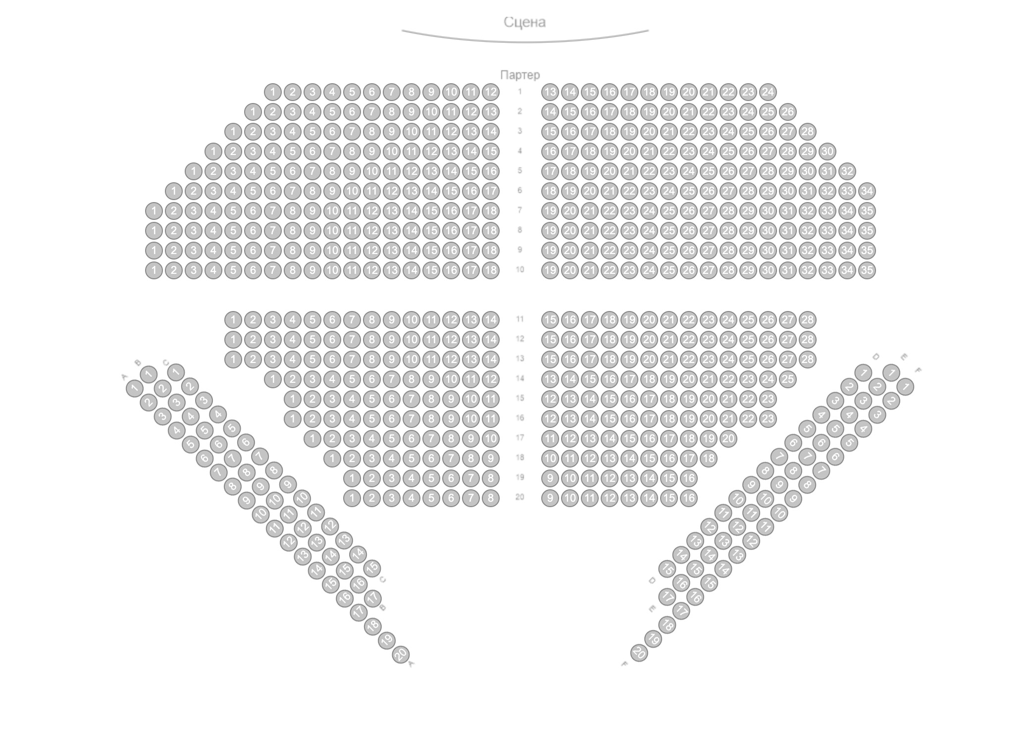 Схема зала Музыкально-драматический театр им. Гамзата Цадасы (Махачкала)