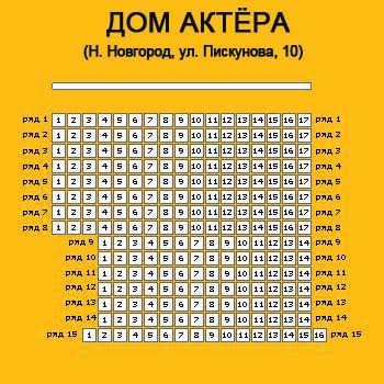 Схема зала Дом Актера им В.Вихрова (Нижний Новгород)