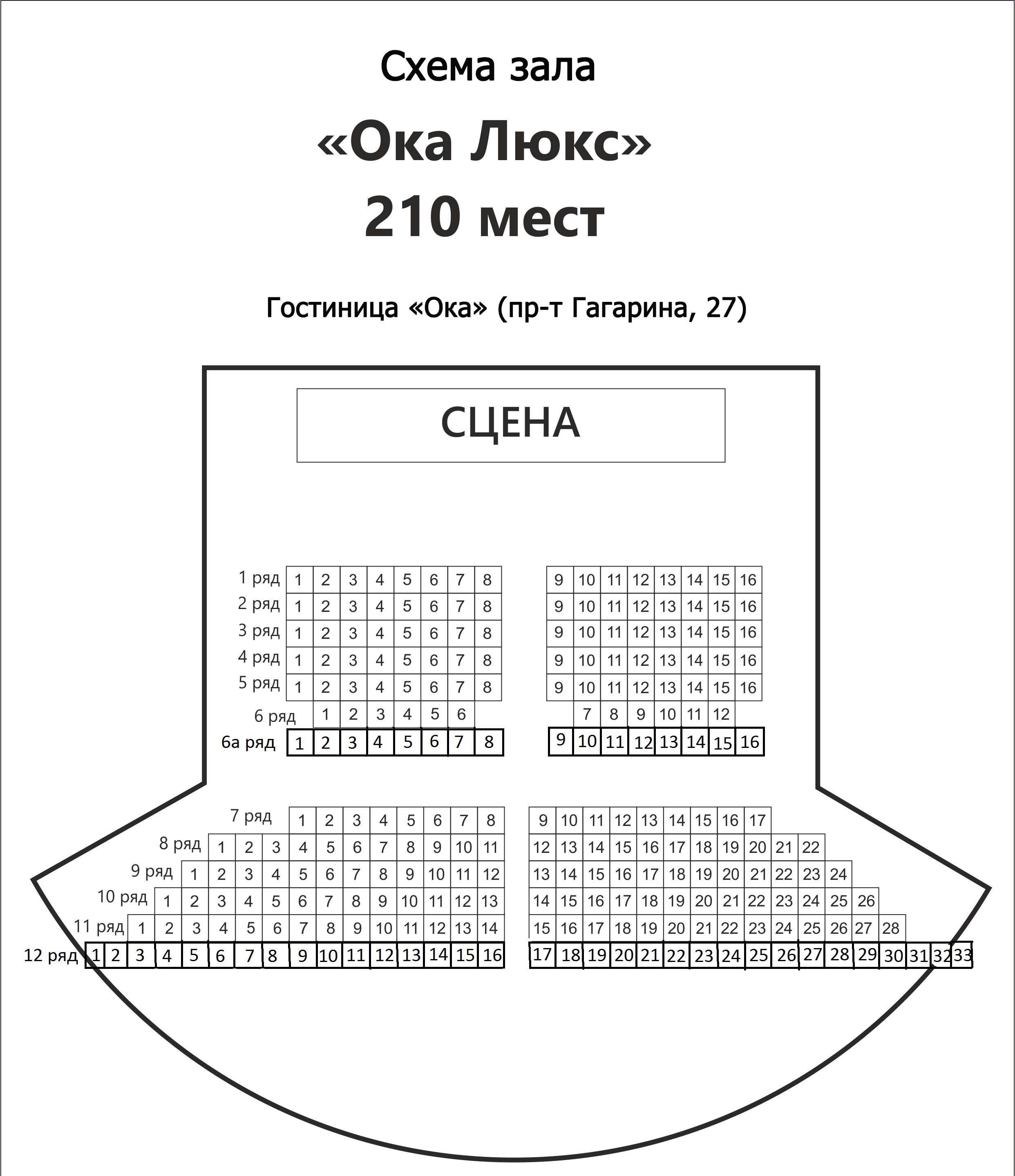Схема зала Конференц-зал "Ока Люкс" (Нижний Новгород)