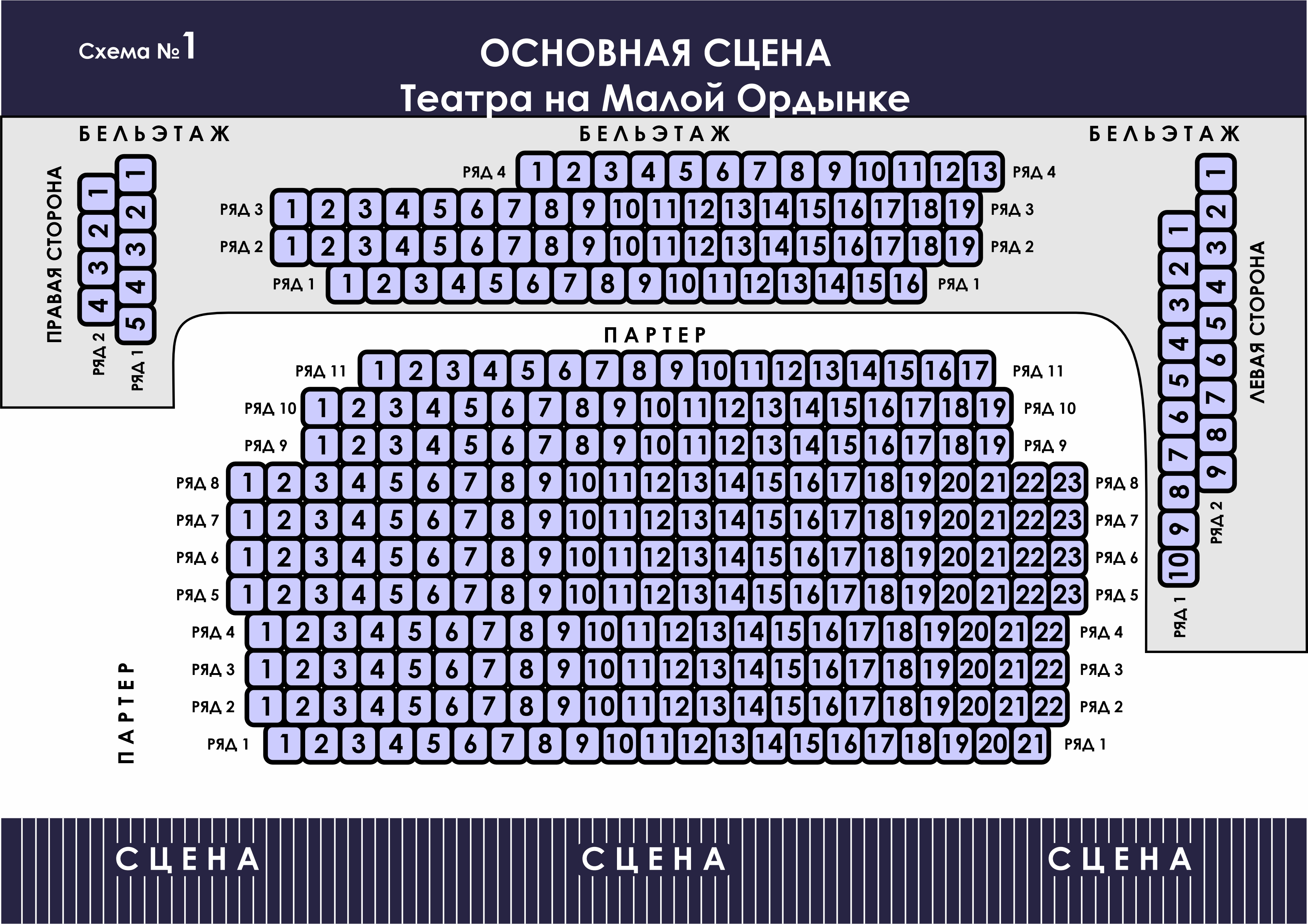 Схема зала Театр на Малой Ордынке