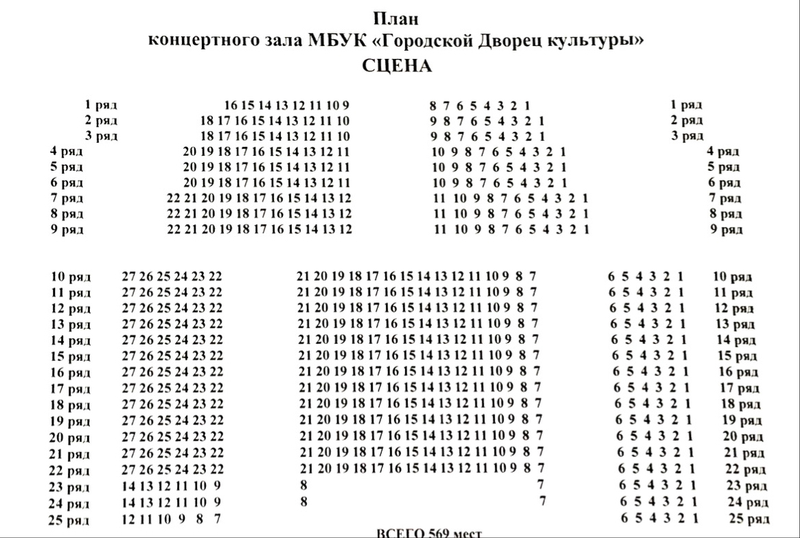 Схема зала ГДК (Армавир)