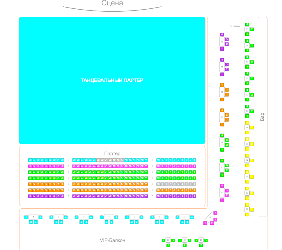 Схема зала Театр музыки и шоу «III РИМ»