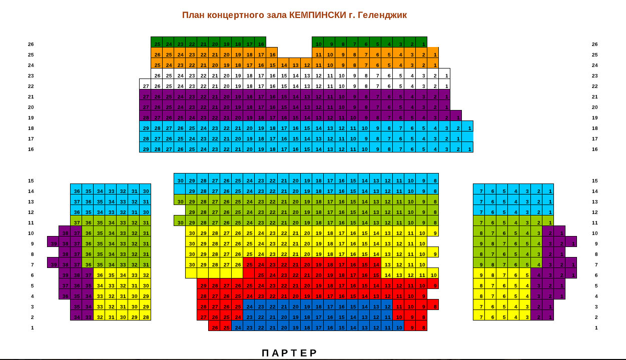 Схема зала ККЗ "Ренессанс" (Геленджик)