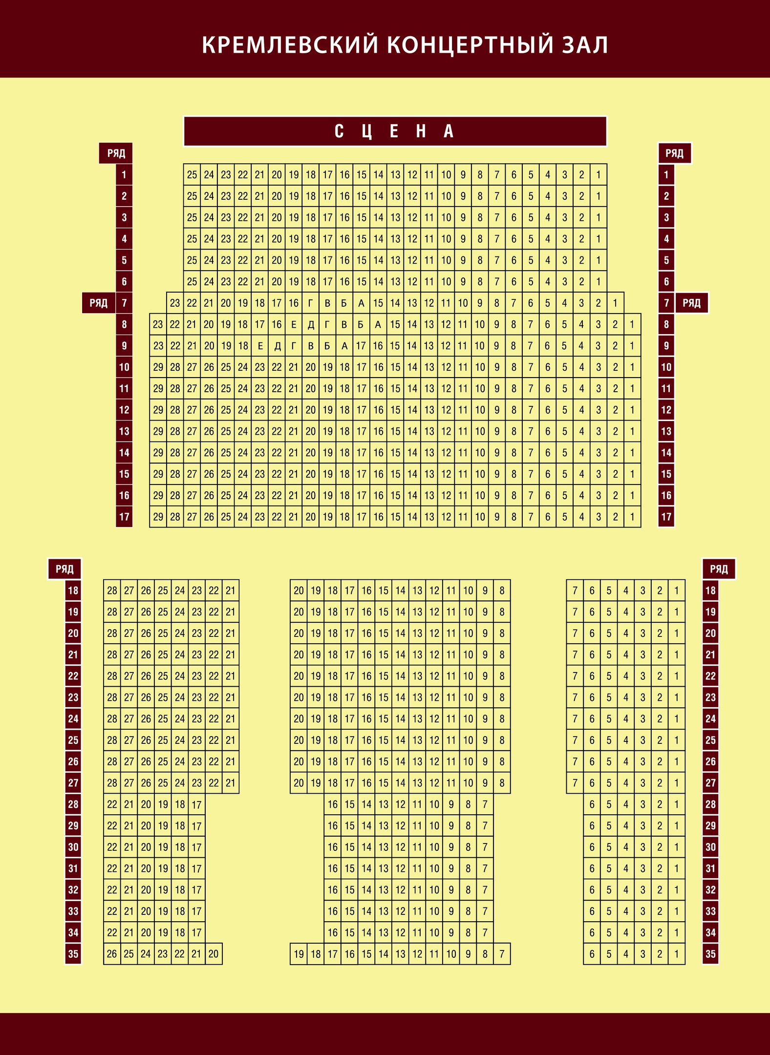 Схема зала Кремлевский концертный зал (Нижний Новгород)