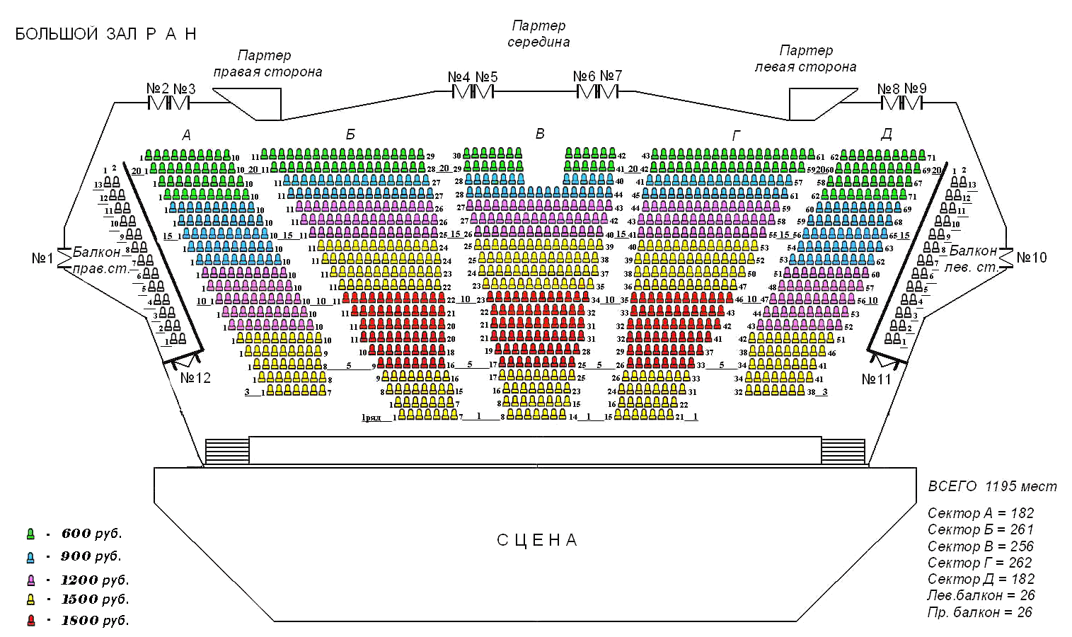 Схема зала БКЗ "Академический"