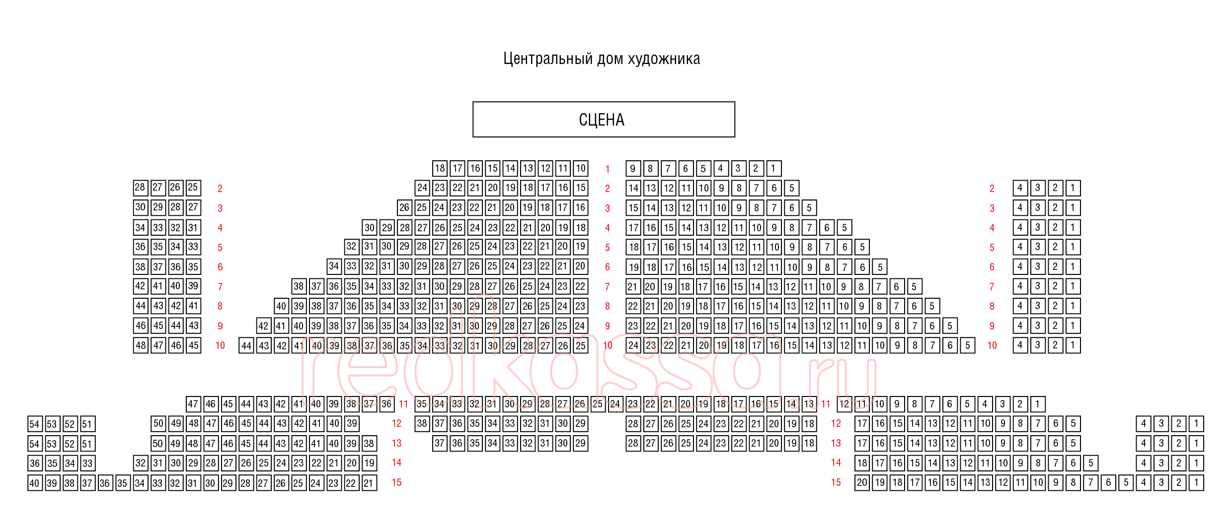 ДК железнодорожников Краснодар схема зала