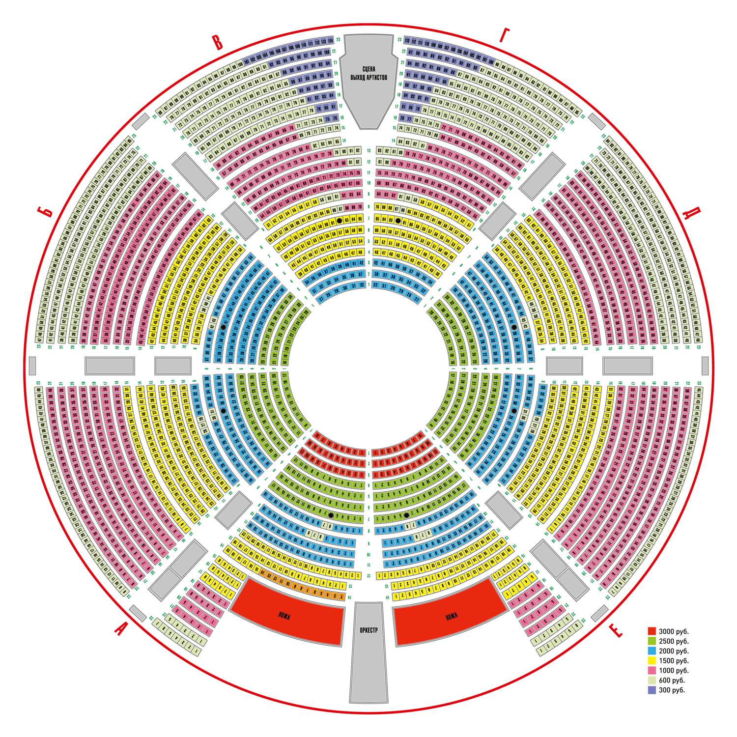 Схема зала Большой Московский цирк на проспекте Вернадского