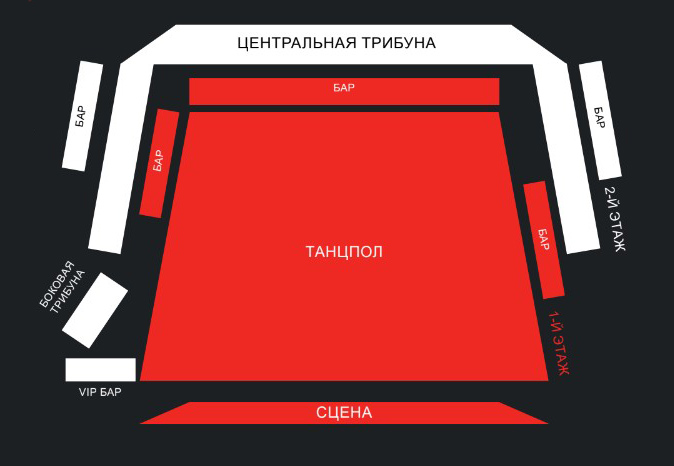 Схема зала Клуб SOUND (Санкт-Петербург)