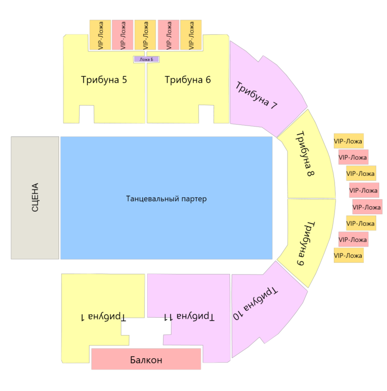 Юбилейный схема зала с местами и рядами
