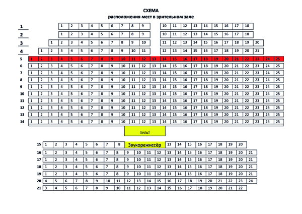 Схема зала Можайский РКДЦ
