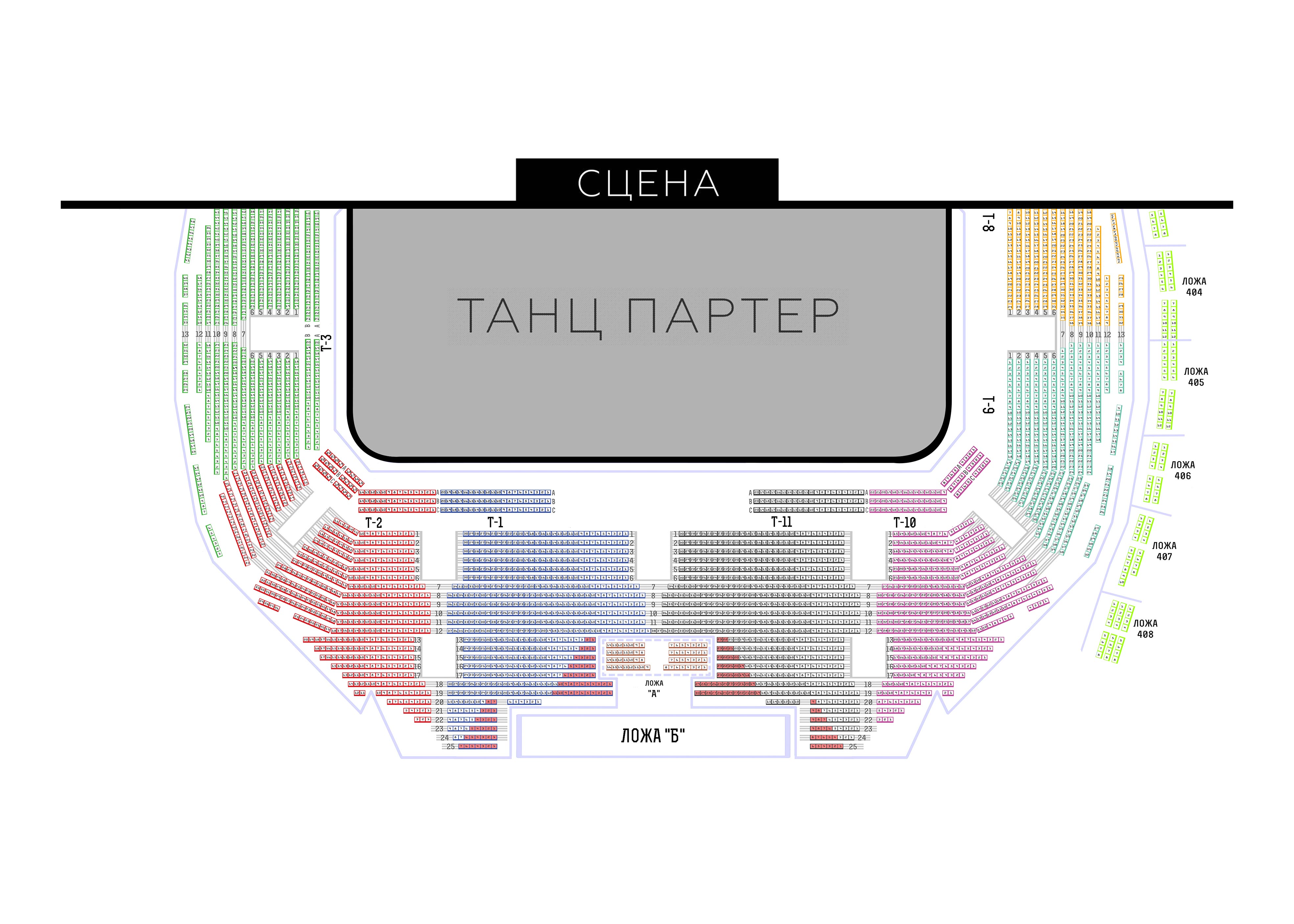 Схема зала юбилейный в спб с местами