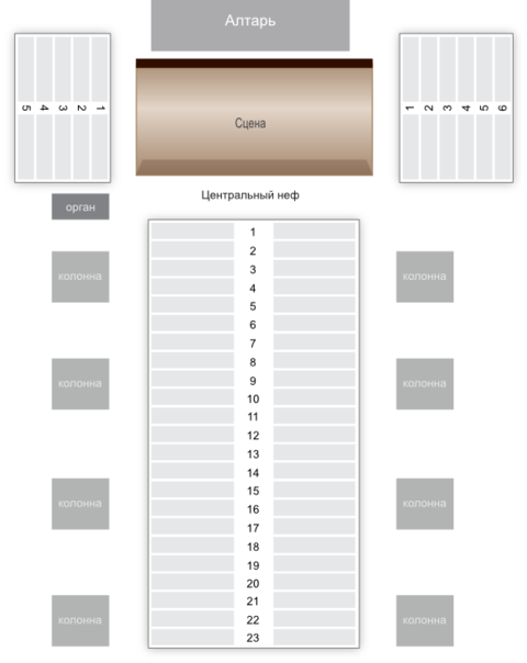 Кафедральный собор калининград схема зала с местами