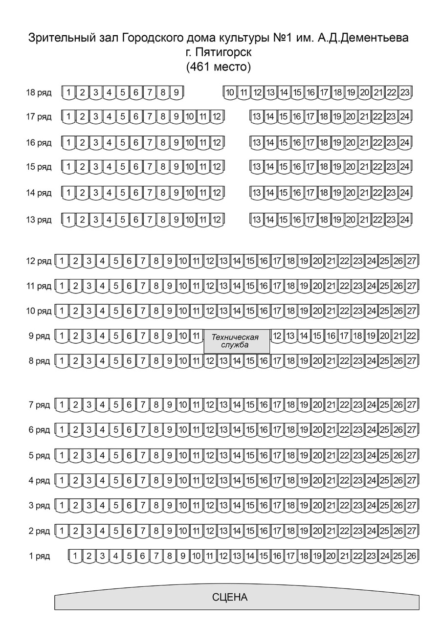 Схема зала Городской Дом культуры им. А.Д. Дементьева (Пятигорск)